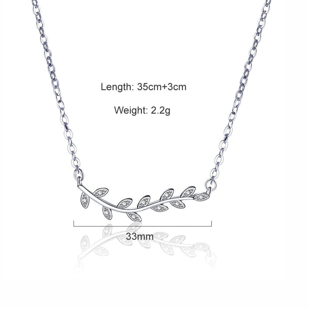 NEW 925 Sterling Silver Diamond Leaf Necklace - Picture 3 of 4